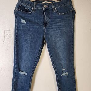 Levis 311 Shapping Dark Blue Women's Distressed Skinny Jeans